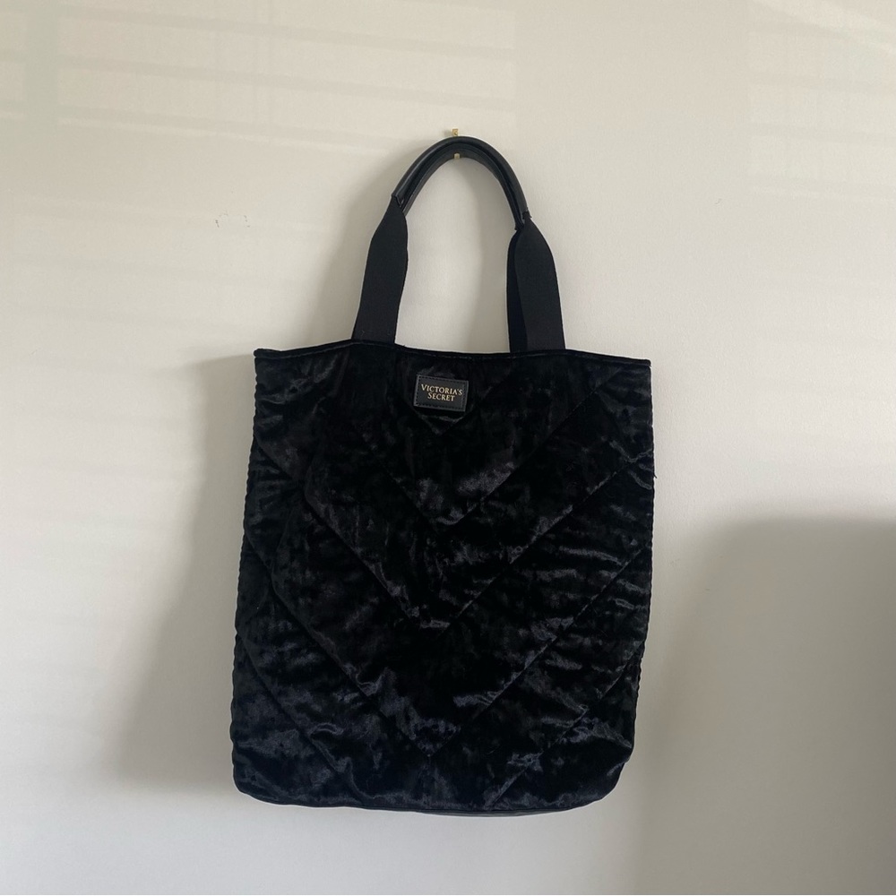 Victoria’s Secret Black Velvet Tote Bag
